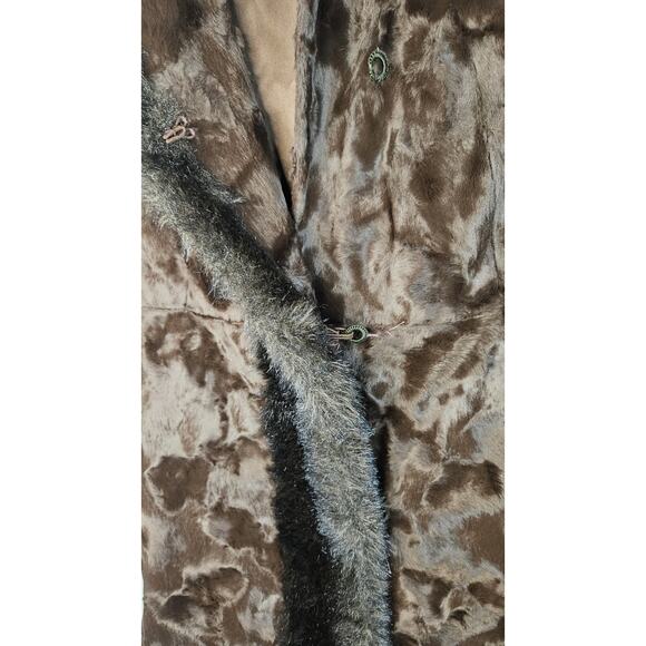 Vintage Union Made Faux Fur Coat Chocolate Brown Mod Full Length Size Small Glam - Picture 9 of 11